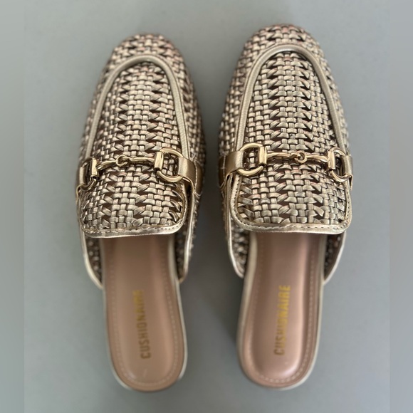 Gold Horsebit Mules Princetown Style Slip on Loafers - Picture 2 of 9